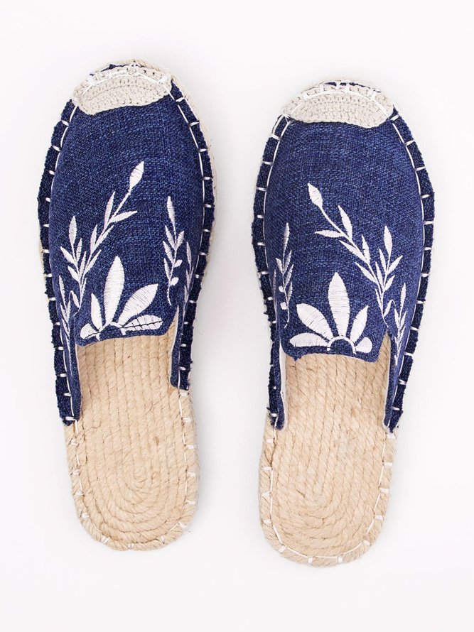 Andynzoe Women Fashion Embroidered Espadrille Flat Slipper Shoes